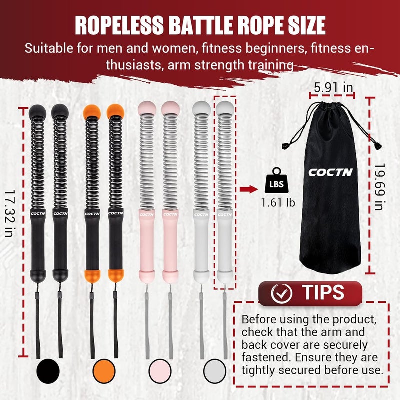 COCTN Weighted Ropeless Battle Ropes, Heavy Duty Portable Cordless Battle Ropes for Home Gym with Poster, Workout Exercise Rope for Strength Building, HIIT and Low-Impact Aerobic Training for Men & Women - Image 5